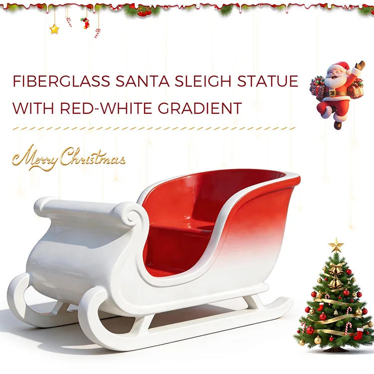 Christmas Fiberglass Santa Sleigh Sculpture