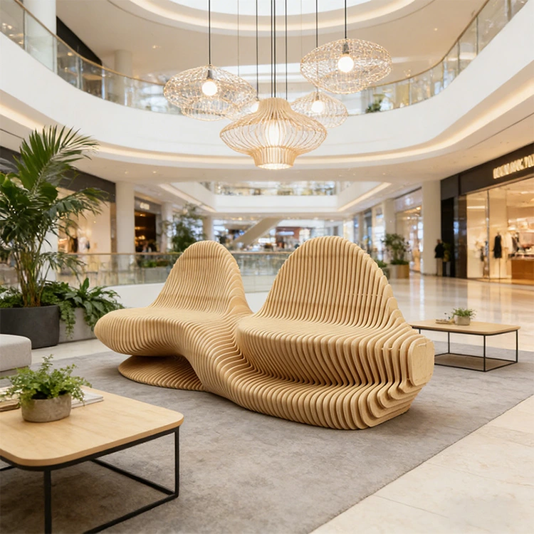 Parametric Wave Seating Bench for Commercial Spaces