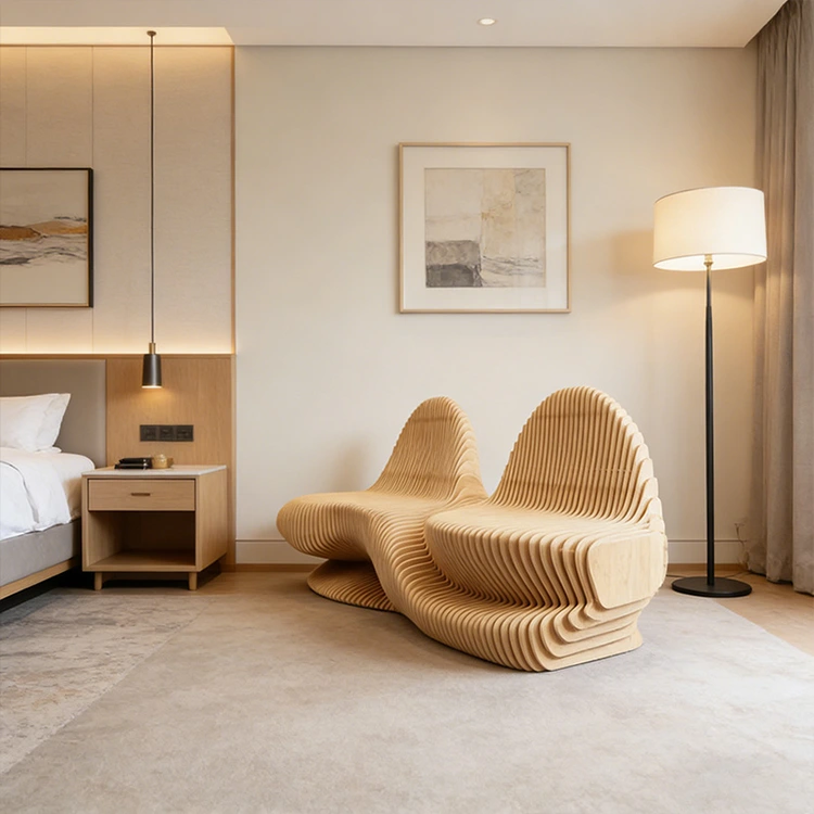 Parametric Wave Seating Bench for Commercial Spaces