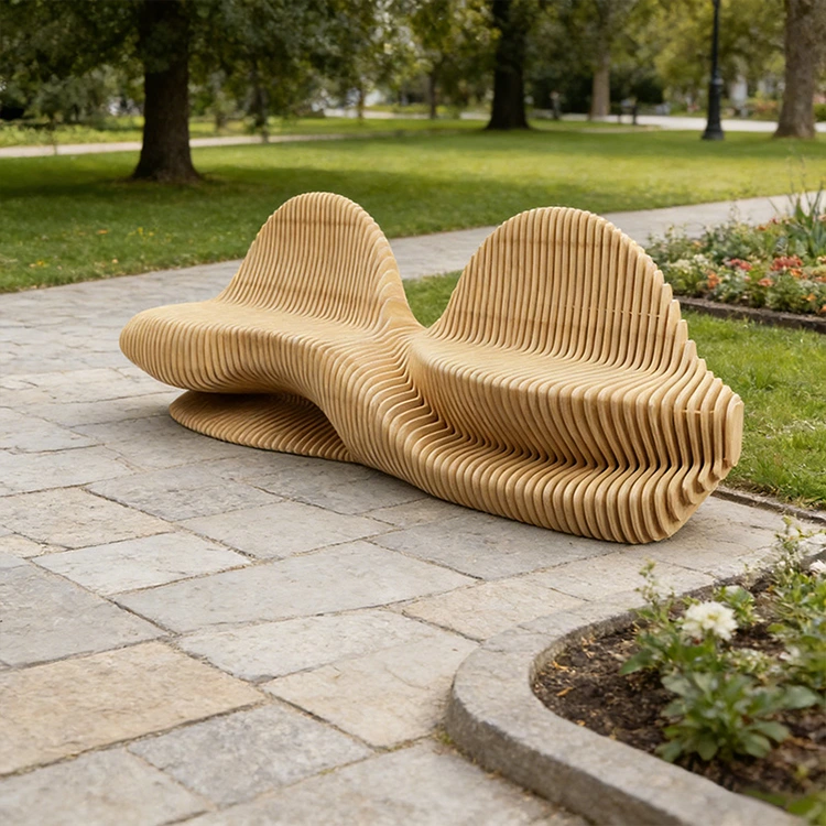 Parametric Wave Seating Bench for Commercial Spaces