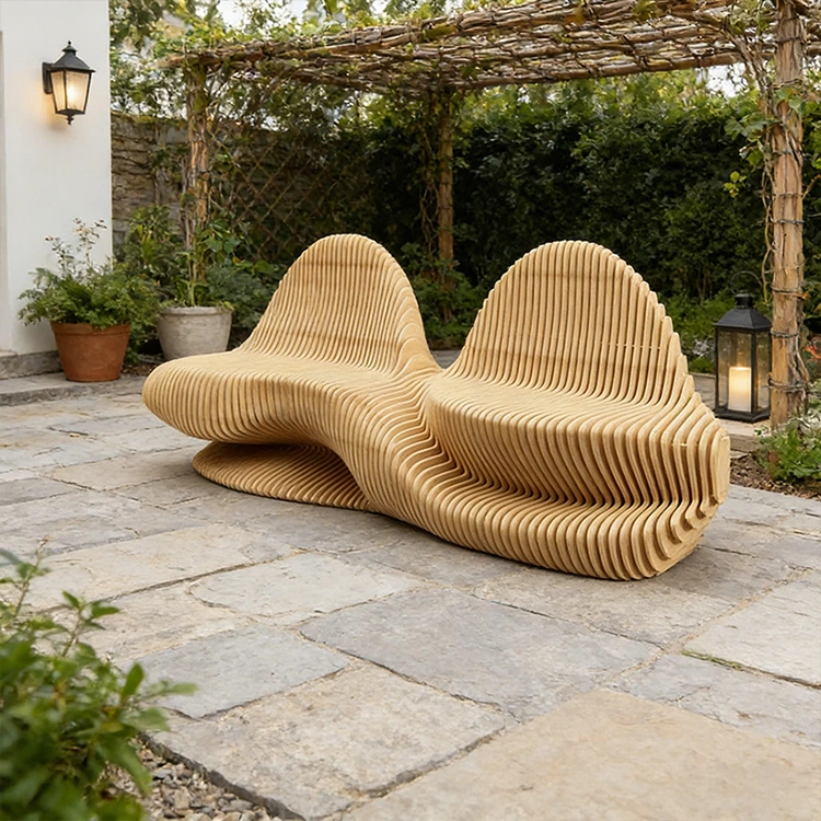 Parametric Wave Seating Bench for Commercial Spaces